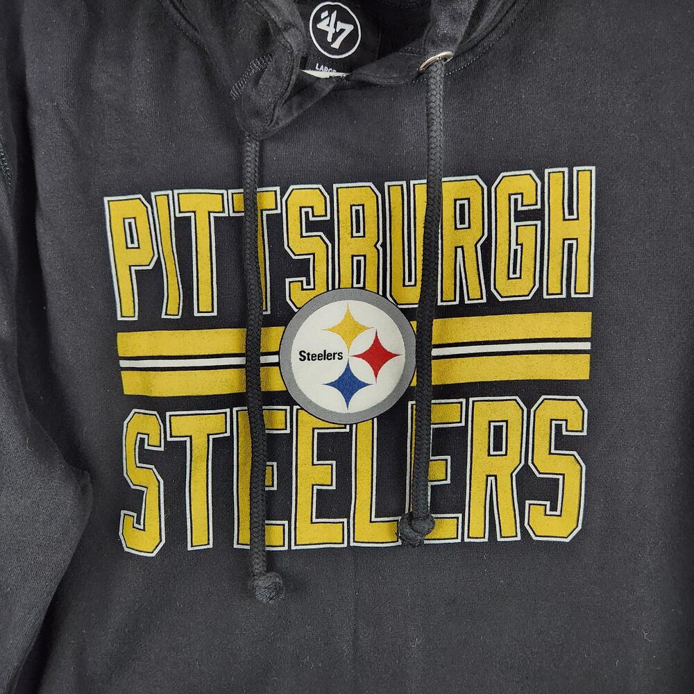 Pittsburgh Steelers Hoodie Sweatshirt Mens Large Black NFL Football Graphic Logo